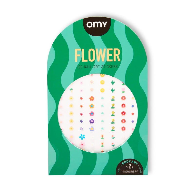 omY Flowers Art Stickers - 120 Stickers, Waterproof, Durable, Fun, Creative Designs | Strong Enough to Last Through Hand Washing - Easy to Apply, Safe, Non-Toxic | Age 6 and Up - Image 1